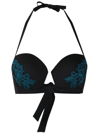 Shop La Perla Love Journey Halterneck Bikini Top In Black