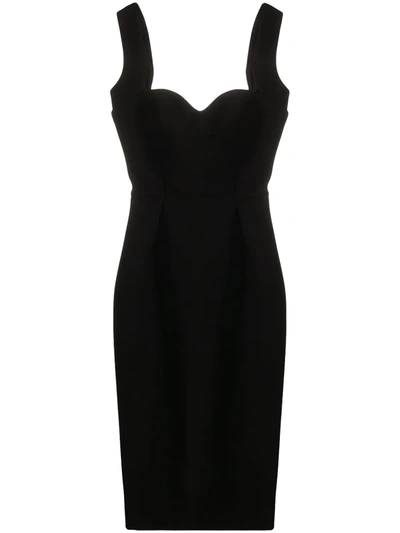 Shop Victoria Beckham Fitted Sleeveless Midi Dress In Black