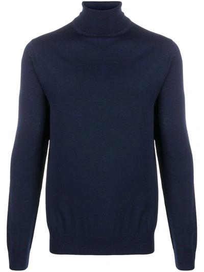 Shop Paul Smith Fine-knit Roll-neck Jumper In Blue