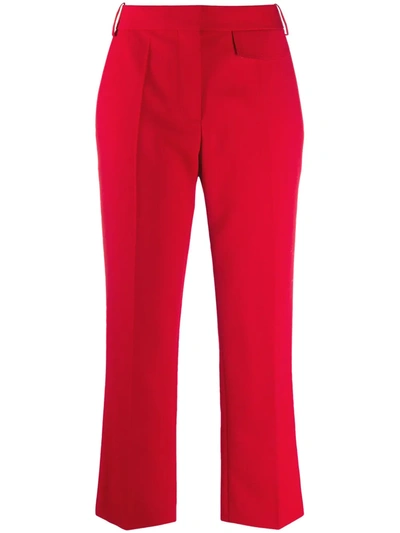 Shop Victoria Beckham Cropped Tailored Trousers In Red