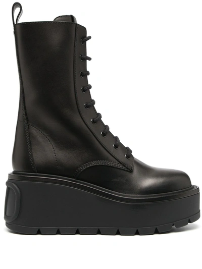 Shop Valentino Uniqueform 80mm Platform Boots In Black