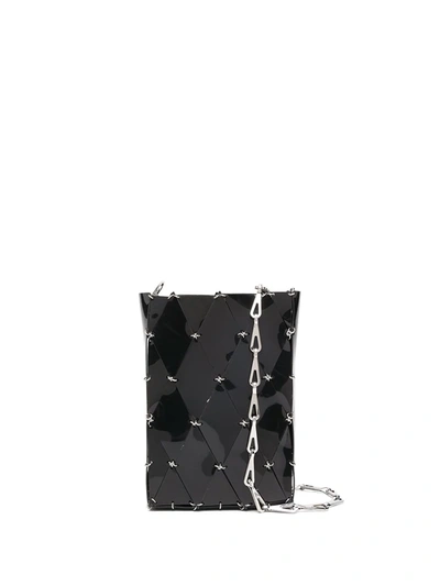 Rabanne Diamond-pattern Pierced Shoulder Bag In Black