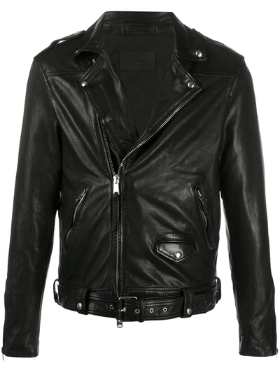 Shop Allsaints Belted-hem Biker Jacket In Black