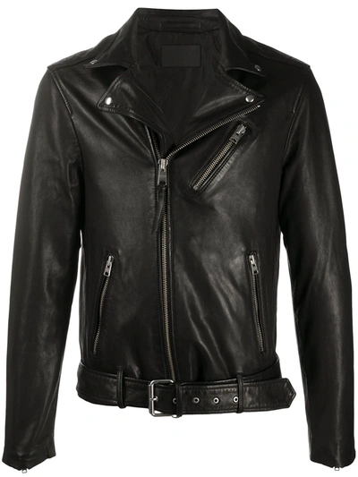 Shop Allsaints Belted-hem Biker Jacket In Black