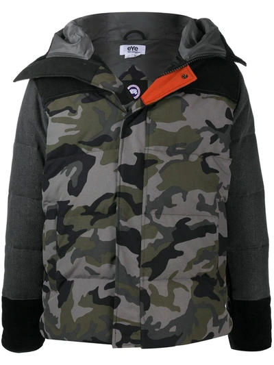 Shop Junya Watanabe Camouflage-print Padded Jacket In Grey