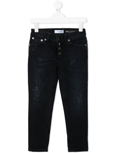 Shop Dondup Teen High-rise Straight Jeans In Blue