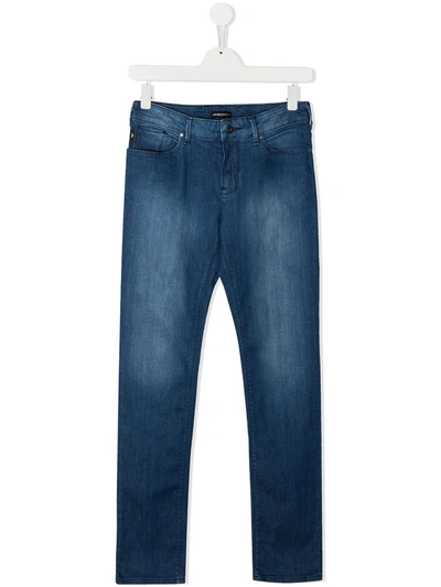 Shop Emporio Armani Teen Straight-leg Jeans In Blue