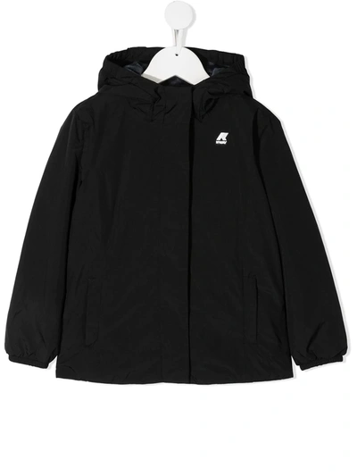 Shop K-way Hooded Lightweight Jacket In Black