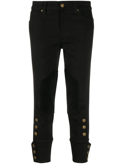 Pre-owned Gucci Button-detailed Cropped Jeans In Black