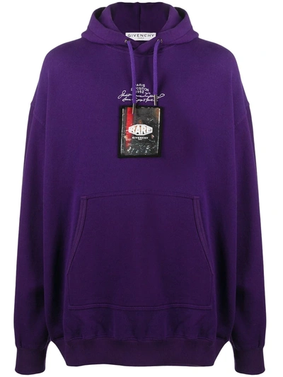 Shop Givenchy Studio Homme Patch-detail Hoodie In Purple