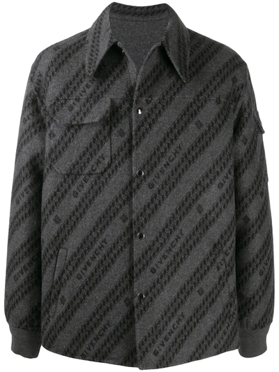 Shop Givenchy Jacquard Chaîne Motif Shirt-jacket In Grey