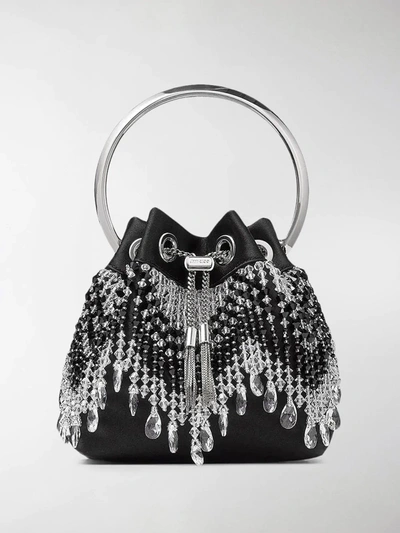 Shop Jimmy Choo Bon Bon Bead-embellished Bucket Bag In Black