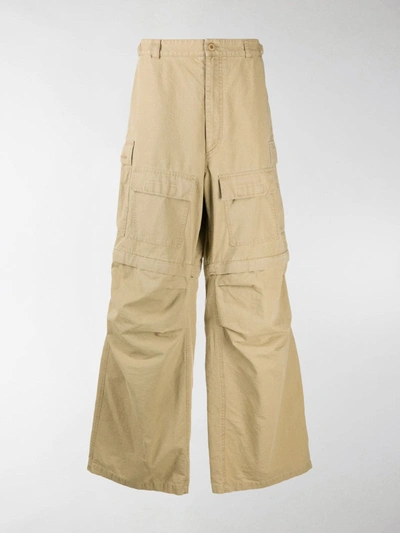 Shop Balenciaga Wide-leg Cargo Trousers In Brown