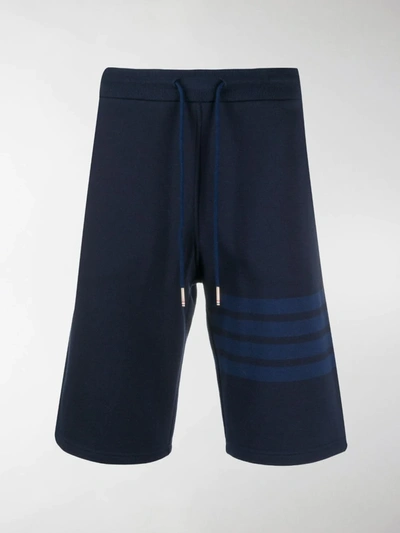 Shop Thom Browne 4-bar Loopback Track Shorts In Blue