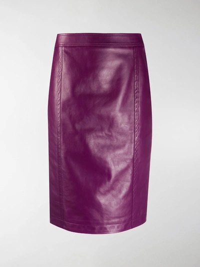 Shop Saint Laurent High-waist Pencil Skirt In Purple
