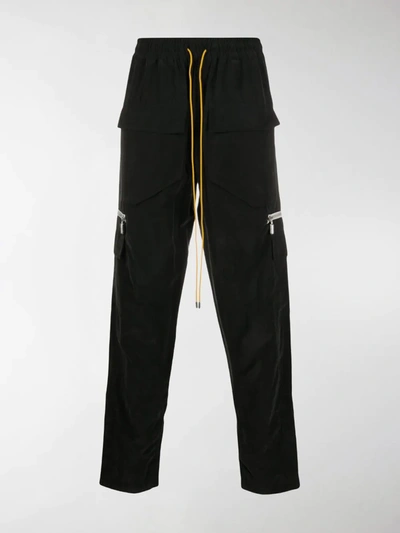 Shop Rhude Straight-leg Cargo Trousers In Black