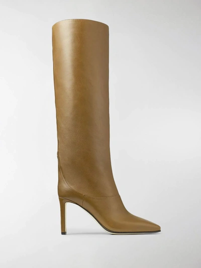 Shop Jimmy Choo Mahesa 85mm Leather Boots In Brown