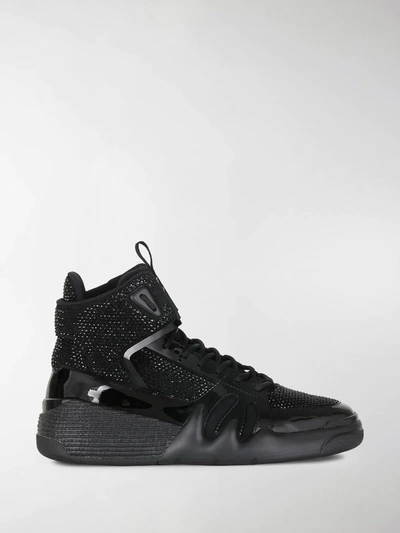 Shop Giuseppe Zanotti Talon Crystal-embellished Sneakers In Black