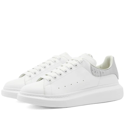 Shop Alexander Mcqueen Metallic Printed Croc Heel Tab Wedge Sole Sneaker In White