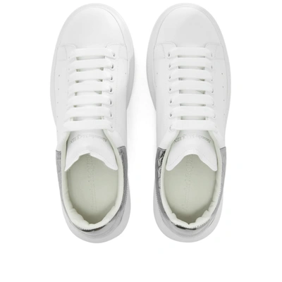 Shop Alexander Mcqueen Metallic Printed Croc Heel Tab Wedge Sole Sneaker In White