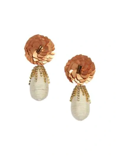 Shop Lizzie Fortunato Le Pavilion Sequin & Crystal-embellished Flower Drop Earrings In Gold