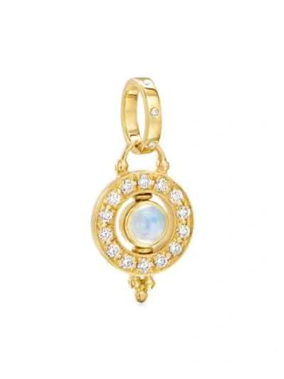 Shop Temple St Clair Women's Celestial 18k Yellow Gold Moonstone & Diamond Mini Orbit Pendant