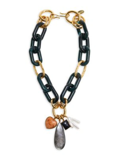 Shop Lizzie Fortunato Women's Forest 18k Goldplated, Acrylic & Mixed-stone 4-charm Chunky Link Necklace
