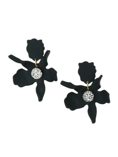 Shop Lele Sadoughi Crystal Lily Small Drop Earrings In Black