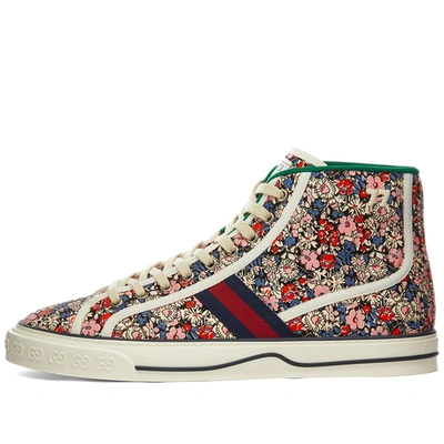 Shop Gucci Tennis 1977 High Liberty Print Canvas Sneaker In Pink