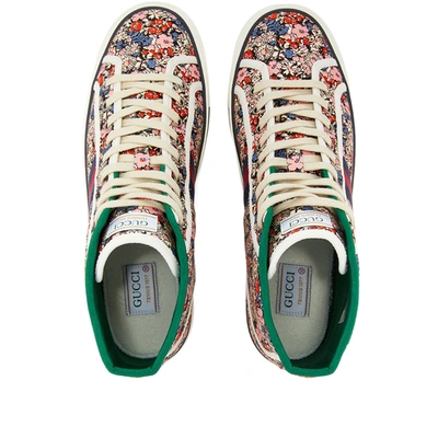 Shop Gucci Tennis 1977 High Liberty Print Canvas Sneaker In Pink