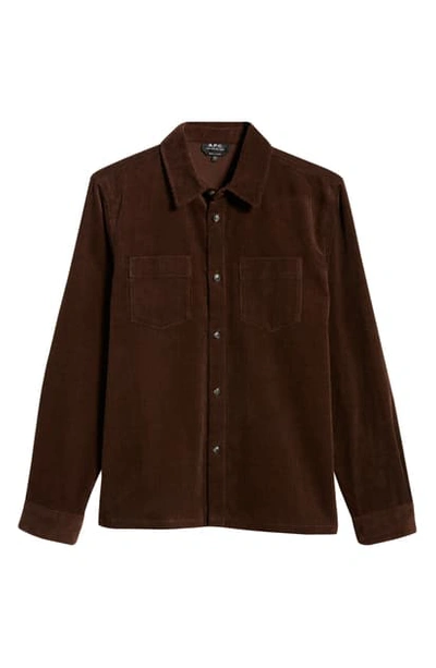 Shop Apc Joe Corduroy Shirt Jacket In Caa Marron