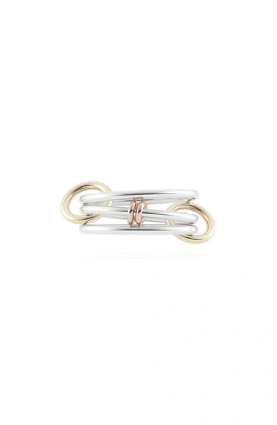 Shop Spinelli Kilcollin Acacia Mix Linked Rings In Silver/ Yellow Gold/ Rose Gold