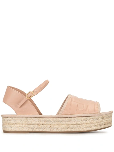Shop Fendi Raffia Sole Sandals In Pink