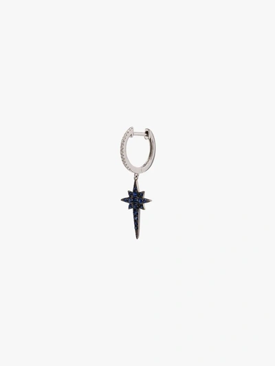 Roxanne First 14k White Gold Sapphire Star Drop Diamond Hoop Earring In White Gold