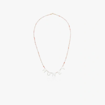 Shop Roxanne First 14k Yellow Gold Honey Beaded Opal Necklace In Pink