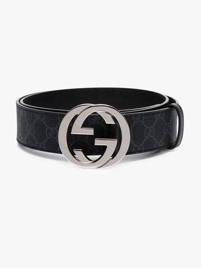 Shop Gucci Black Supreme Gg Canvas And Leather Belt