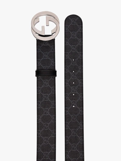 Shop Gucci Black Supreme Gg Canvas And Leather Belt