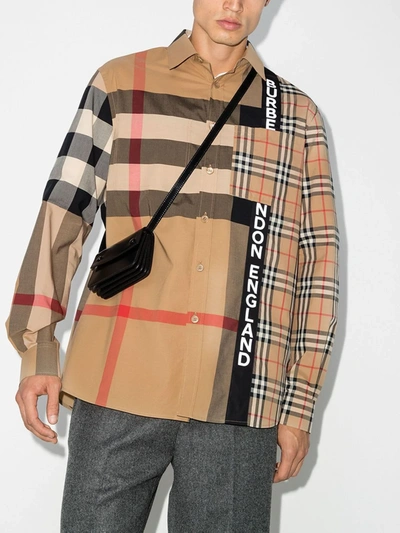 Shop Burberry Talby Patchwork Cotton Shirt In Archive Beige Ip Chk