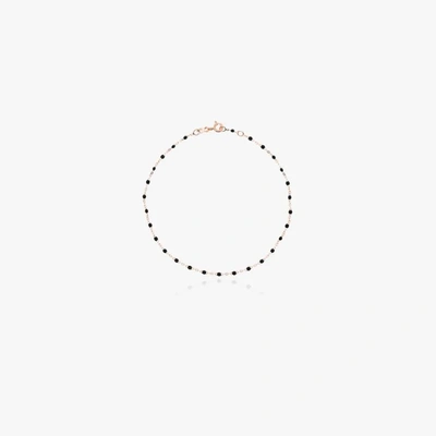 Gigi Clozeau 18k Rose Gold 23 Cm Beaded Anklet In R20 Black Rose Gold