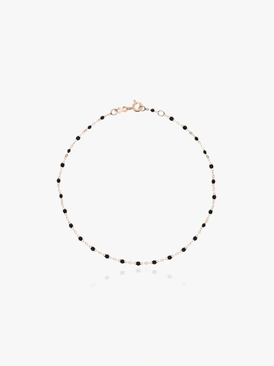 Gigi Clozeau 18k Rose Gold 23 Cm Beaded Anklet In R20 Black Rose Gold