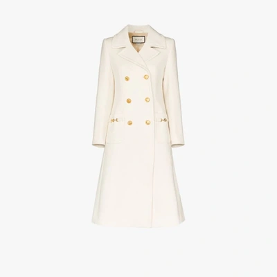 Shop Gucci Double-breasted Wool Coat In 9205 Gardenia