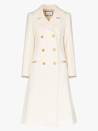Shop Gucci Double-breasted Wool Coat In 9205 Gardenia