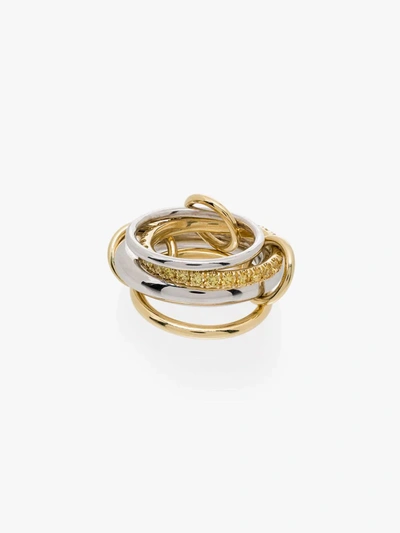 Shop Spinelli Kilcollin 18k Yellow Gold Luna Diamond Linked Rings In White Gold Yellow Gold