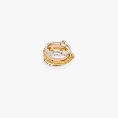 Shop Spinelli Kilcollin 18k Yellow And Rose Gold Vega Diamond Linked Rings In Mixed Gold