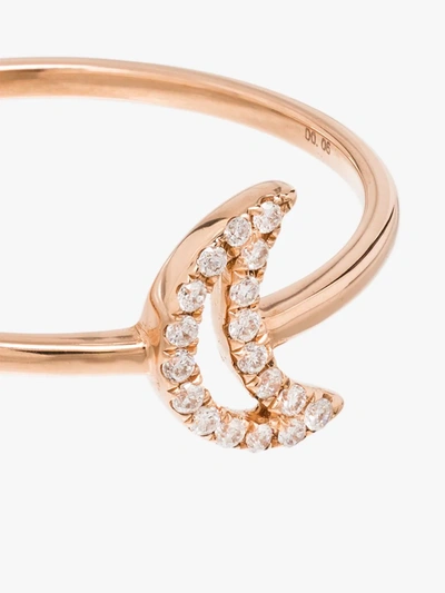 Shop Rosa De La Cruz 18k Rose Gold Crescent Moon Diamond Ring