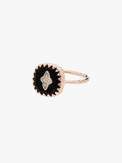 Shop Pascale Monvoisin 9k Rose Gold Pierrot Diamond Ring In Black Rose Gold