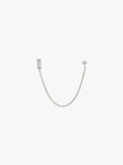Roxanne First 14k White Gold Laura The Double Chain Stud Earring In White Gold