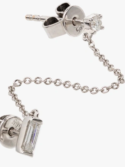 Roxanne First 14k White Gold Laura The Double Chain Stud Earring In White Gold