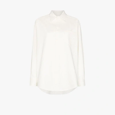 Shop Mm6 Maison Margiela White Oversized Button-up Poplin Shirt