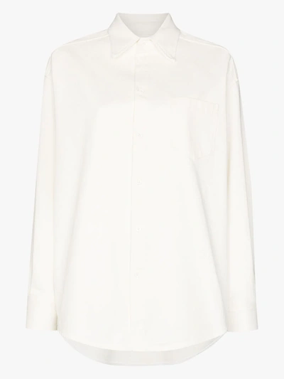 Shop Mm6 Maison Margiela White Oversized Button-up Poplin Shirt